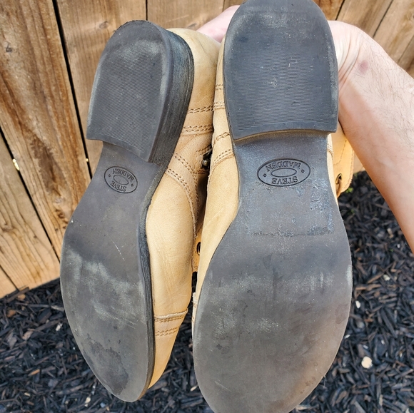 Steve Madden Military-Inspired Lace up w/ Zipper Leather Boots. Size 6.5. Tan - Picture 8 of 15